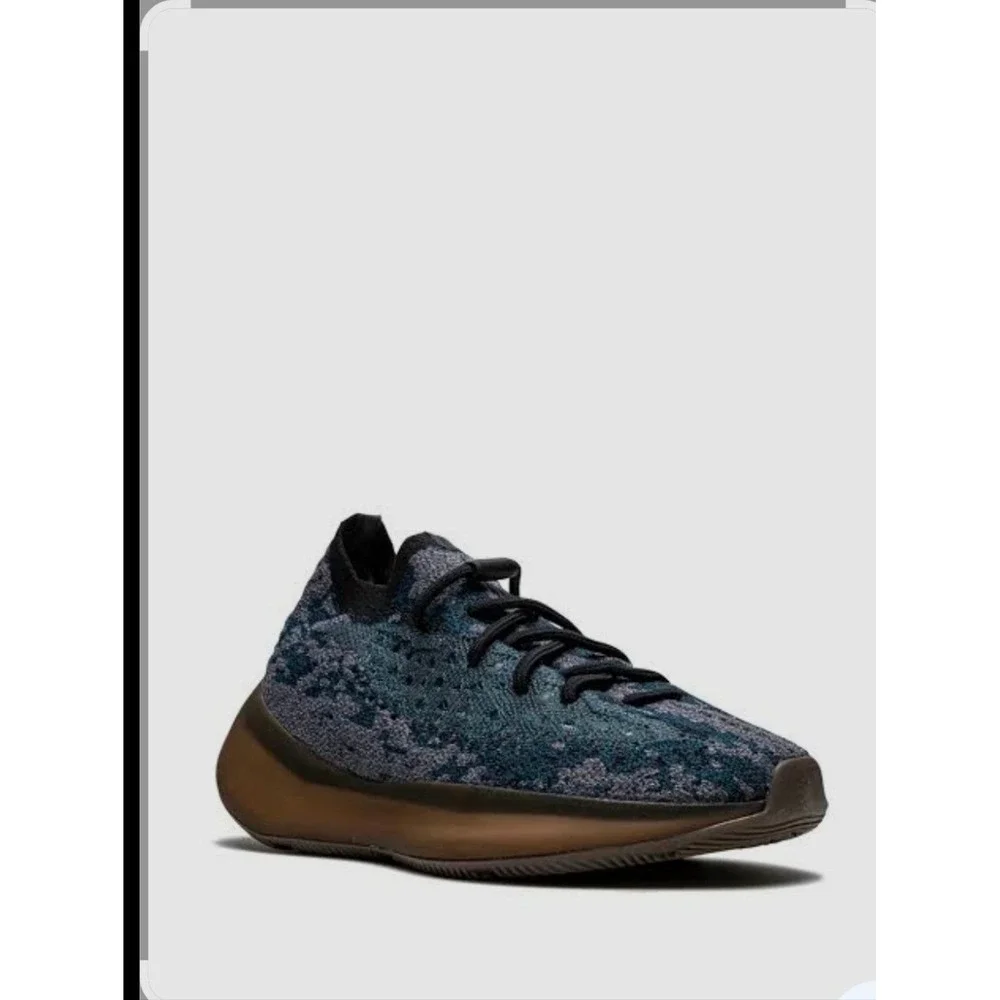 Yeezy Knit Boots‎ in Blue and Black with Brown Sole